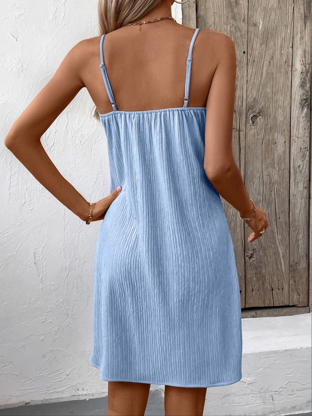 Bonnie Button Cami Dress - Light Blue - Picture 12 of 12
